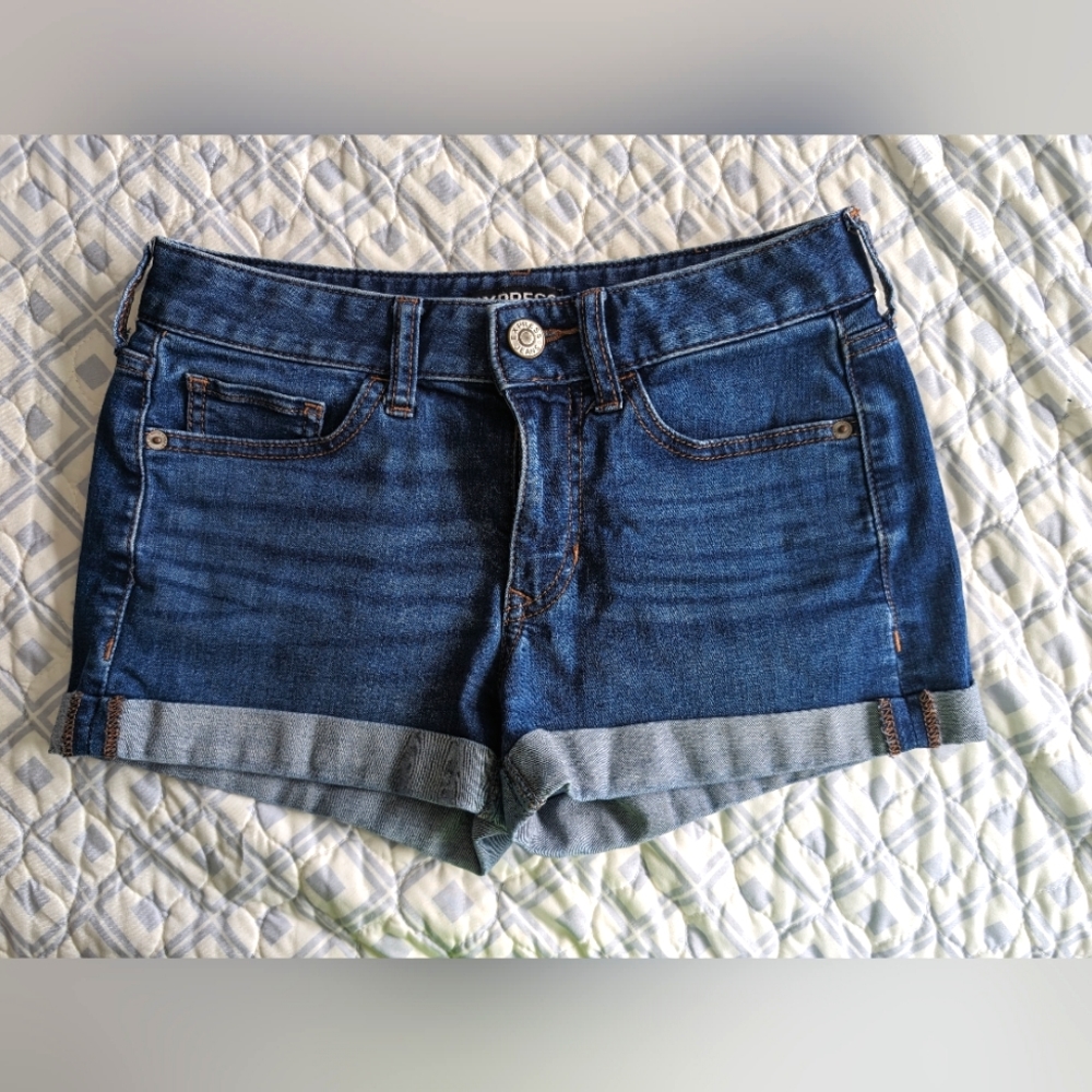 Express Shortie Low Rise Denim Shorts Size 0